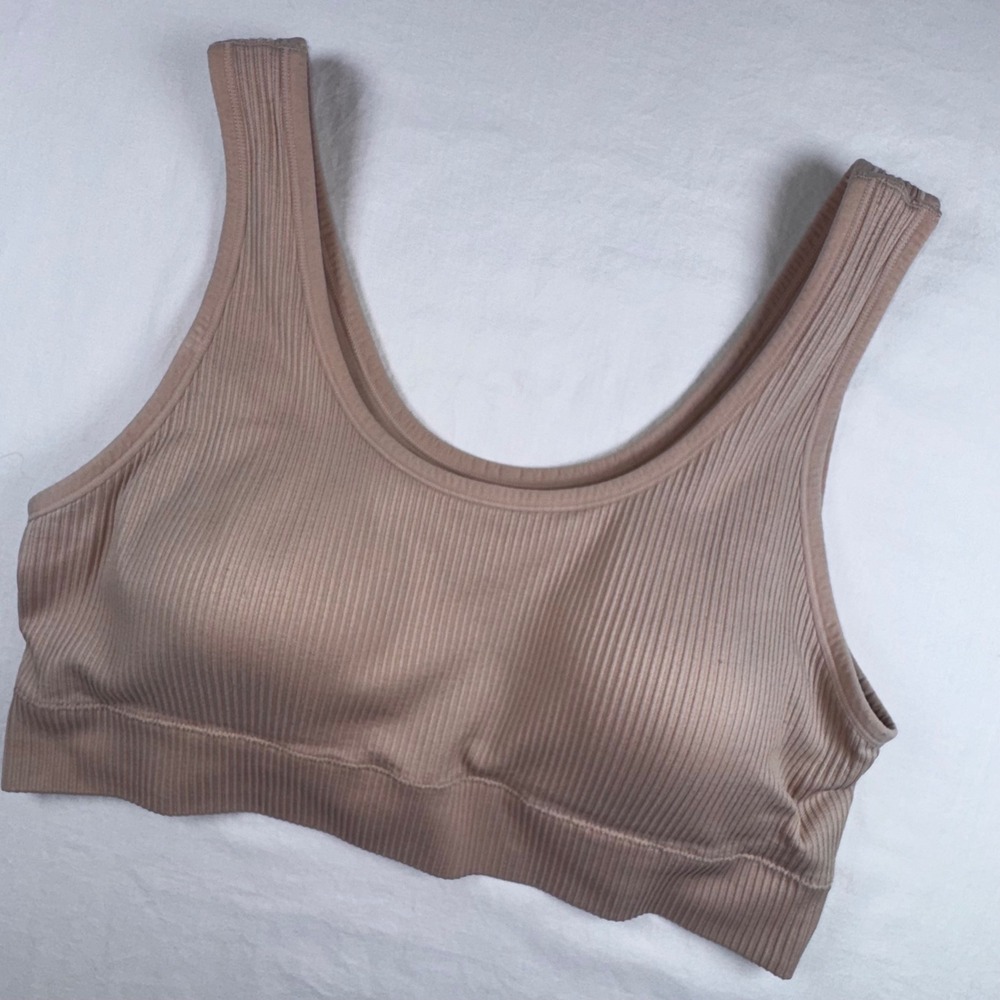 Torrid Bralette Women 3 Tan Ribbed Seamless Wireless Padded Scoop Neck 13886445